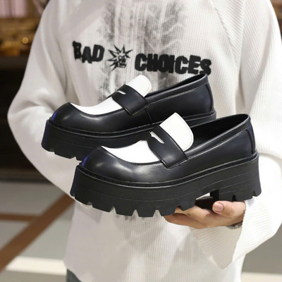 Giày tây lười penny loafer đế cao thời trang INICHI G1336 da lì đế cao 7cm