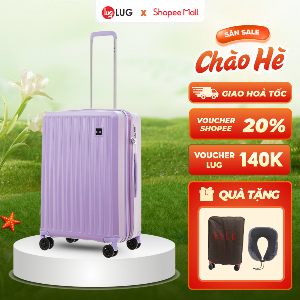Vali Du Lịch LUG ELLE EL31267 Size 20/24/28 Nhựa ABS+PC, Khóa TSA An Ninh Quốc Tế, Ngăn Mở Rộng 25%