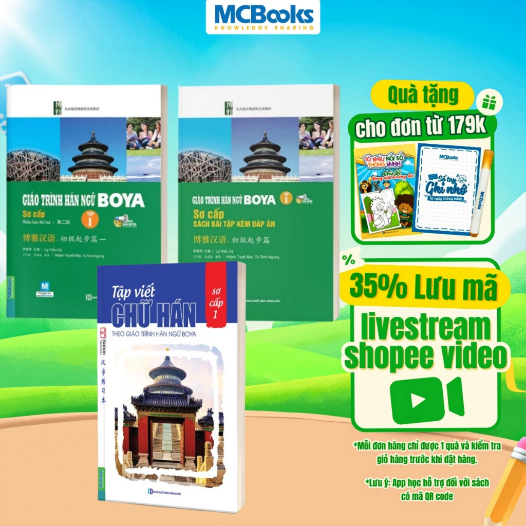 Sách - Combo Giáo Trình Hán Ngữ BOYA Sơ Cấp 1 + Sách Bài Tập Và Tập Viết Chữ Hán Theo Giáo Trình BOY