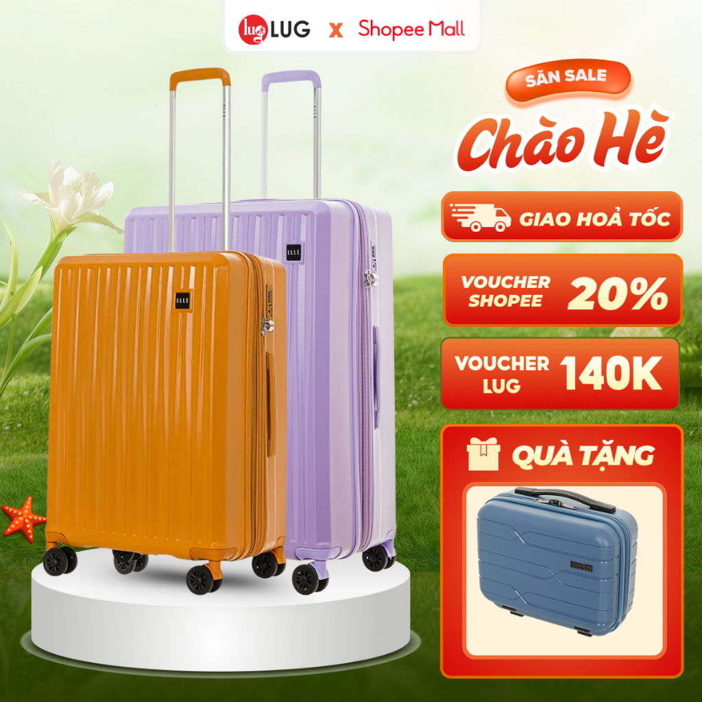 Combo 2 Vali Du Lịch LUG ELLE EL31267: SIZE 20&24, 24&28, 20&28: Nhựa ABS+PC, Khóa TSA An Ninh