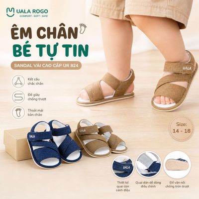 Dép tập đi cho bé Ualarogo sandal đế cao su chống trượt an toàn xăng đan quai dán điều chỉnh UR 824