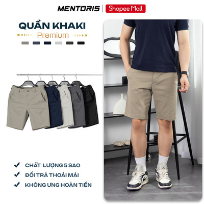 Quần Short Nam MENTORIS, Quần Đùi Nam Chất Liệu Kaki Dày Dặn,Đứng Form,Thiết Kế Trẻ Trung MCSK25S001