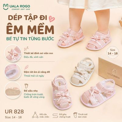 Dép tập đi cho bé Ualarogo sandal đế cao su chống trượt an toàn xăng đan quai dán điều chỉnh UR 828