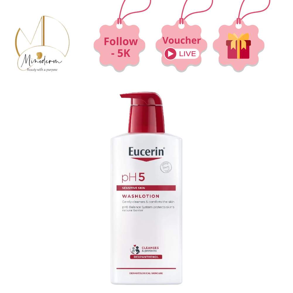 Sữa Tắm Eucerin pH5 Sensitive Skin Washlotion làm sạch, dịu nhẹ, cho da nhạy cảm.