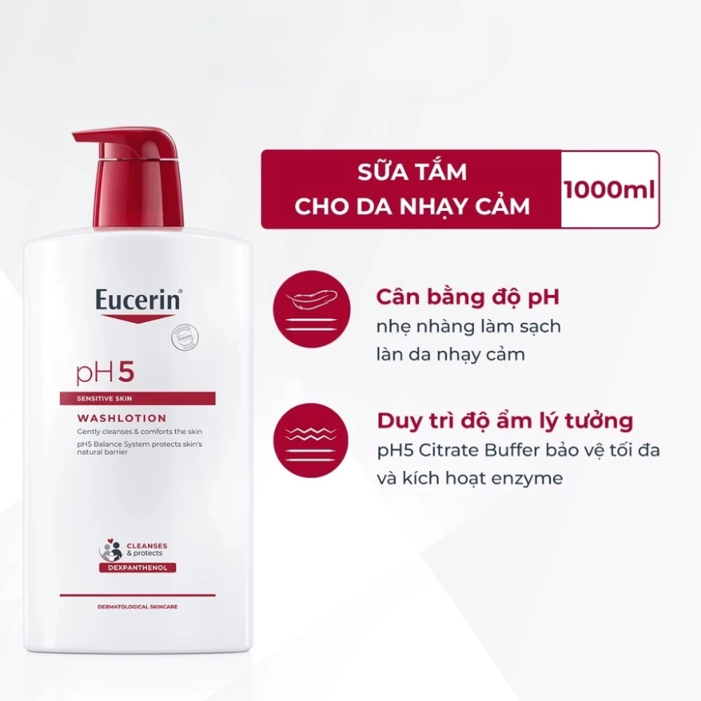 Ảnh 2 của Sữa Tắm Eucerin pH5 Sensitive Skin Washlotion làm sạch, dịu nhẹ, cho da nhạy cảm.