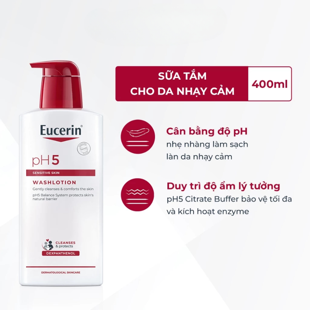 Ảnh 3 của Sữa Tắm Eucerin pH5 Sensitive Skin Washlotion làm sạch, dịu nhẹ, cho da nhạy cảm.