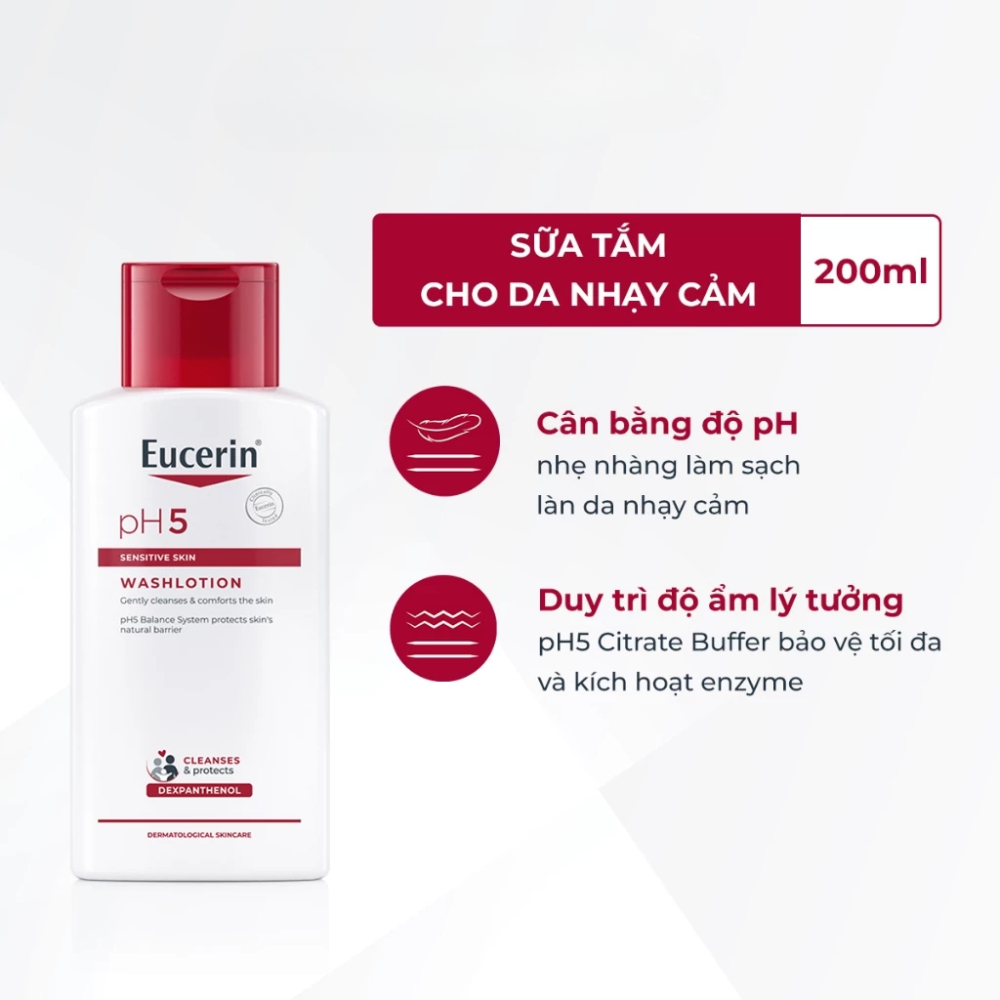 Ảnh 4 của Sữa Tắm Eucerin pH5 Sensitive Skin Washlotion làm sạch, dịu nhẹ, cho da nhạy cảm.