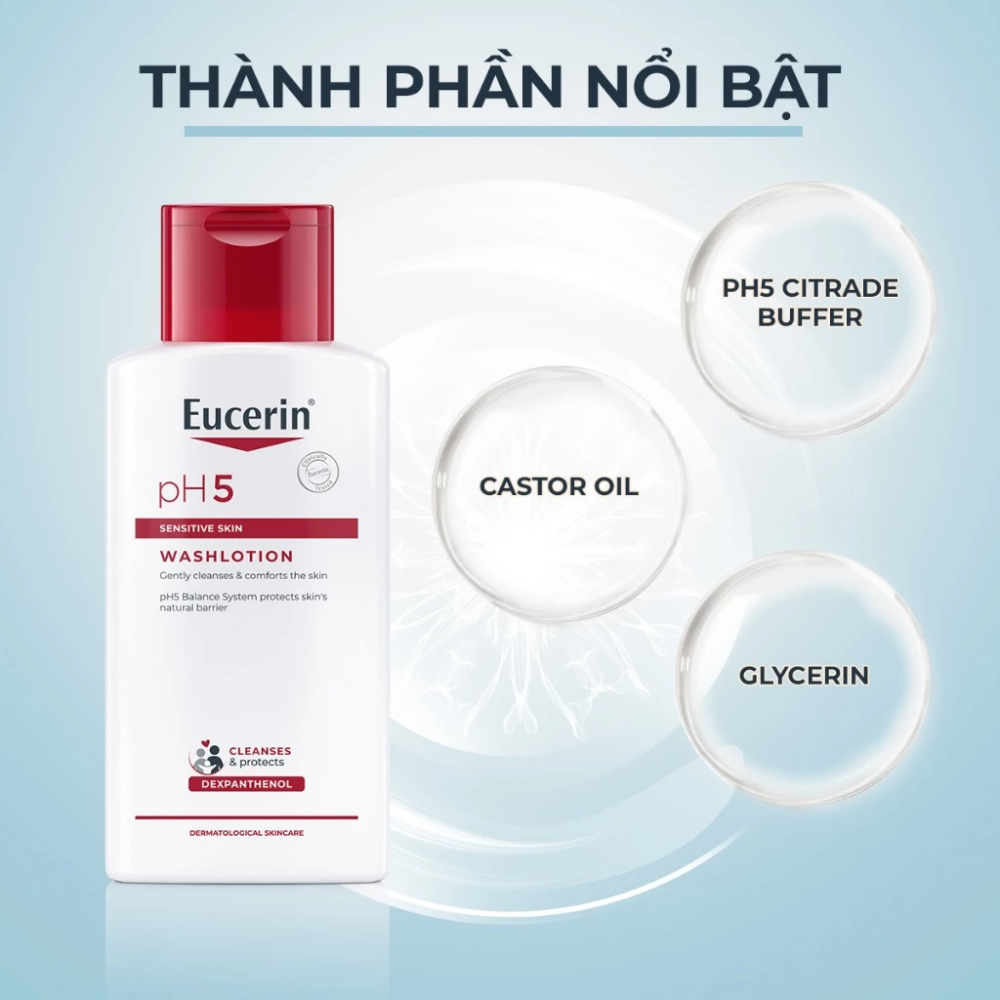 Ảnh 6 của Sữa Tắm Eucerin pH5 Sensitive Skin Washlotion làm sạch, dịu nhẹ, cho da nhạy cảm.