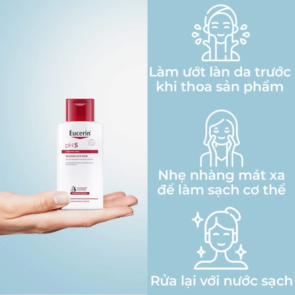 Ảnh 7 của Sữa Tắm Eucerin pH5 Sensitive Skin Washlotion làm sạch, dịu nhẹ, cho da nhạy cảm.