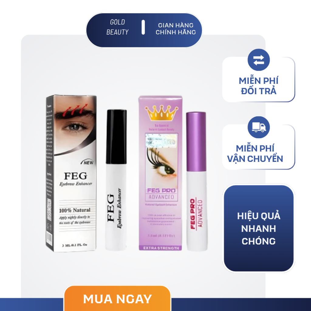Combo dưỡng mi feg ban đêm + dưỡng mày giúp đôi mày đen nhánh (2*3ml)