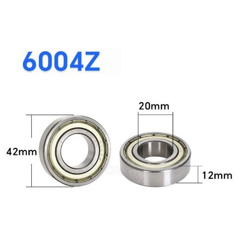 Vòng Bi 6004Z (20x42x12mm) – Bạc Đạn Thép Chịu Lực, 1 Nắp Sắt Chống Bụi, Vận Hành Êm Bền