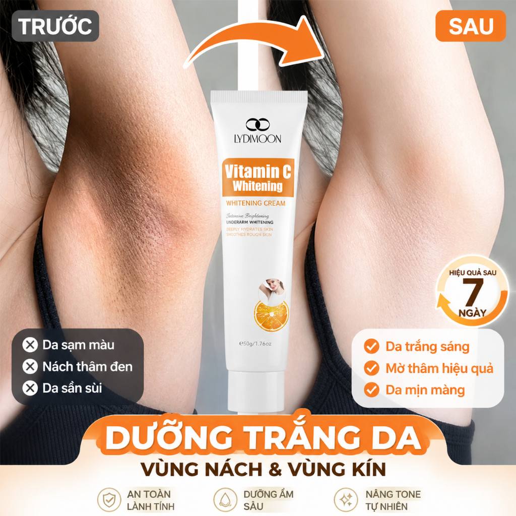 Kem dưỡng trắng da Vitamin C LYDIMOON  dưỡng trắng vùng da dưới cánh tay , trắng sáng toàn thân, làm