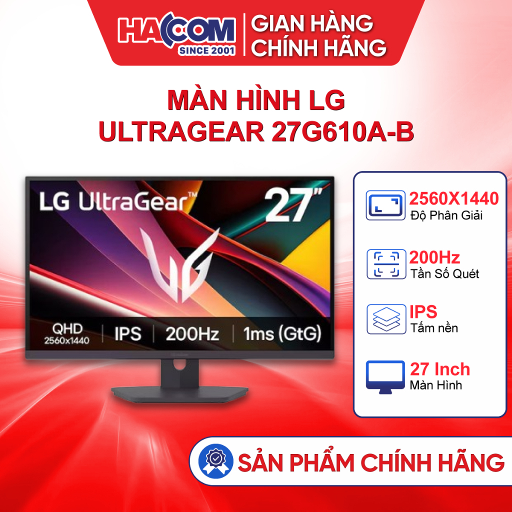 Màn Hình Gaming LG UltraGear 27G610A-B (27Inch/IPS/2K/200Hz/1ms GTG) - BH 24 tháng HACOM PC