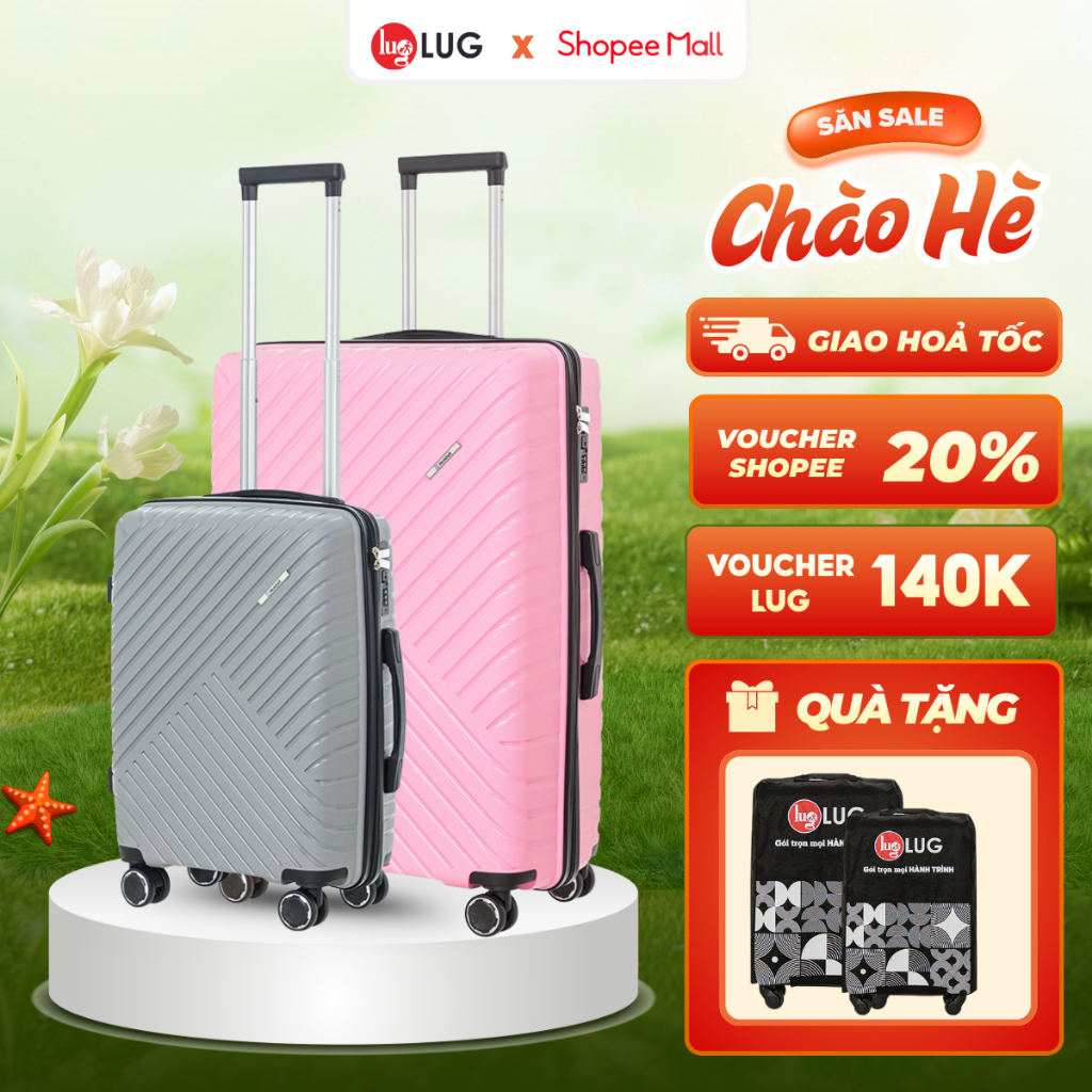 Combo 2 Vali Kéo LUG Holdall MP807 Size 20/24/28 Nhựa PP chống bể vỡ, Khoá Số Âm Bảo Mật An Toàn