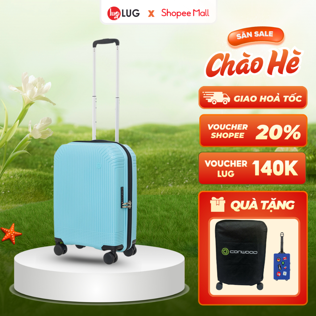 Vali LUG Conwood PPT013 SIZE 20, Chất Liệu Nhựa PP Chống Bể Vỡ, Ngăn mở rộng tăng 25% sức chứa