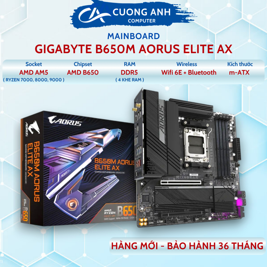 Mainboard GIGABYTE B650M AORUS ELITE AX. Hàng mới chính hãng