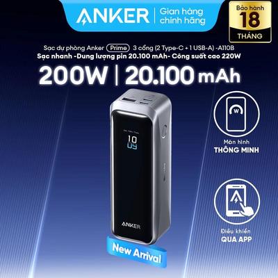 [NEW] Sạc dự phòng Anker Prime 20.100mAh 220W, 3 cổng 2C1A, Hỗ trợ màn hình & App, Dành cho Laptop, iPhone - A110B