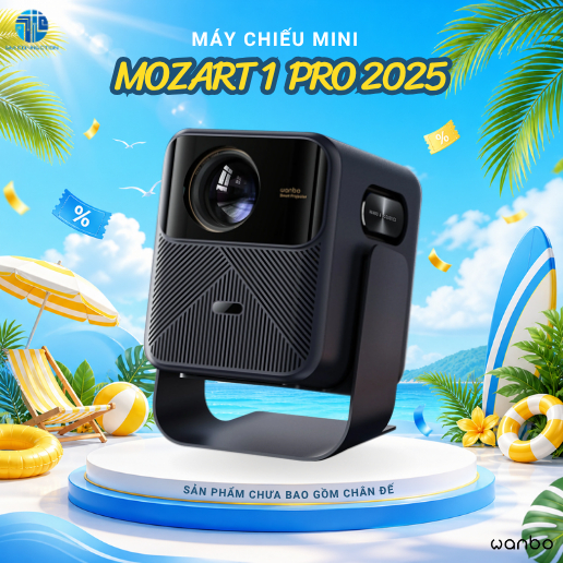 [CHÀO HÈ] Máy Chiếu Wanbo Mozart 1 Pro 2025 Phiên Bản Nâng Cấp - Độ Sáng 1200 Ansi, Loa Trầm 20W