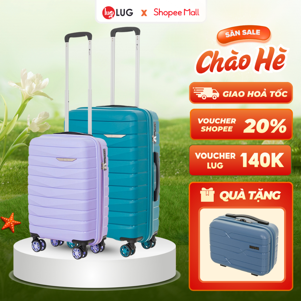 Combo 2 Vali Kéo LUG Lusetti MP027 S20/S24/S28 Nhựa PP Chống Bể Vỡ - Khóa Số Âm Bảo Mật An Toàn