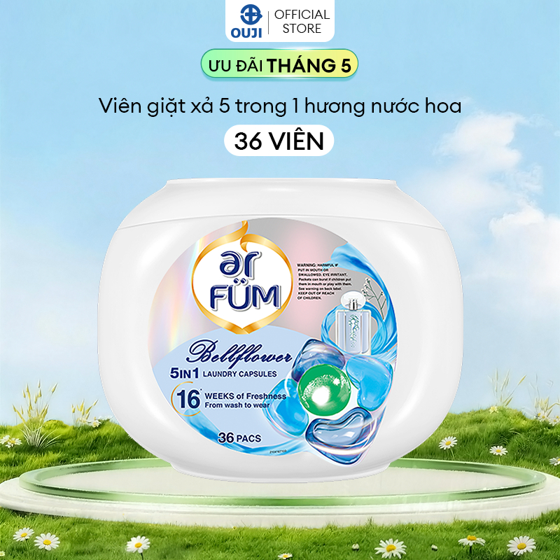 Hộp 36 Viên giặt xả arFUM 5in1, lưu hương tinh dầu nước hoa thơm lâu, mềm vải giữ màu quần áo