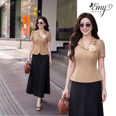 Chân Váy Bi Nhung Đen V4119 Chiều Dài Midi Phong Cách Công Sở