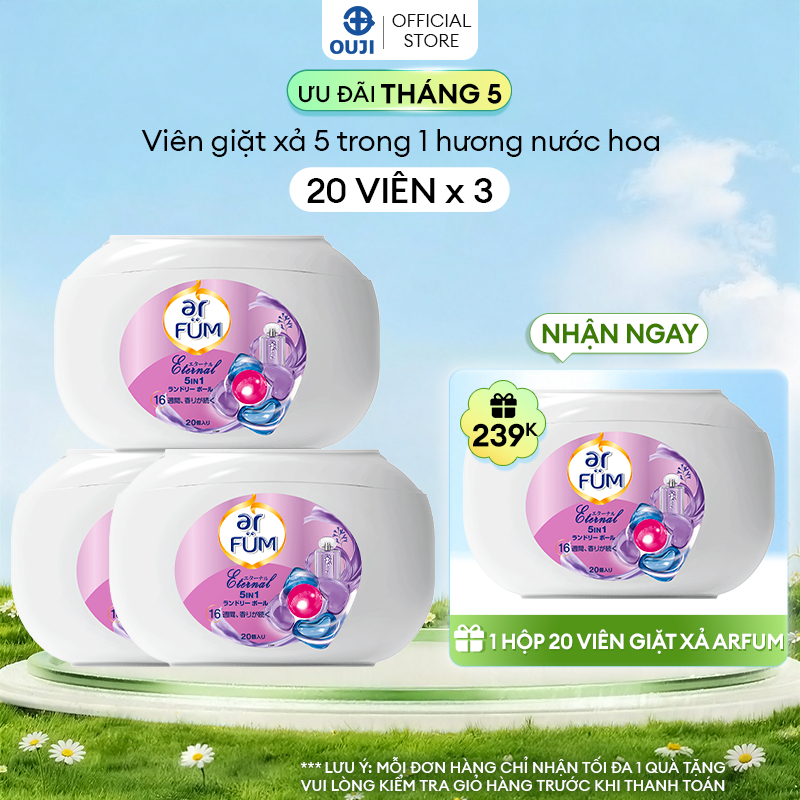 Combo 3 Hộp Viên giặt Quần áo arFUM 5 trong 1 tinh dầu nước hoa - (Hộp 20 viên)