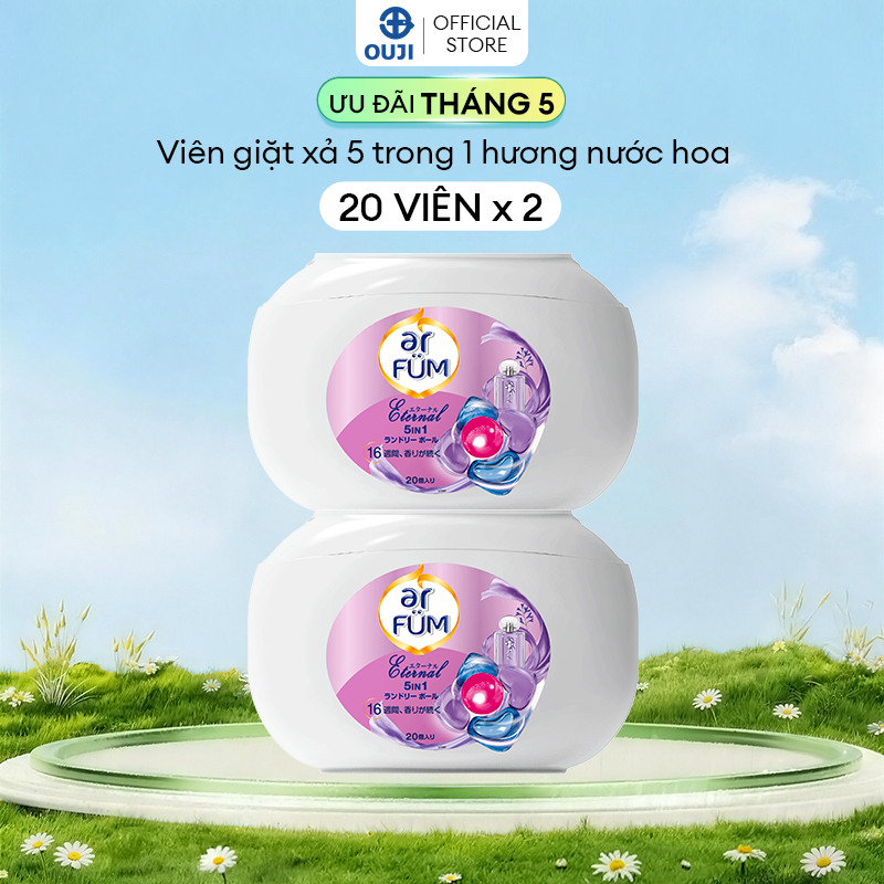 Combo 2 Hộp 20 Viên giặt xả arFum 5 trong 1 MỚI lưu hương lâu 16 tuần, khử khuẩn 99%