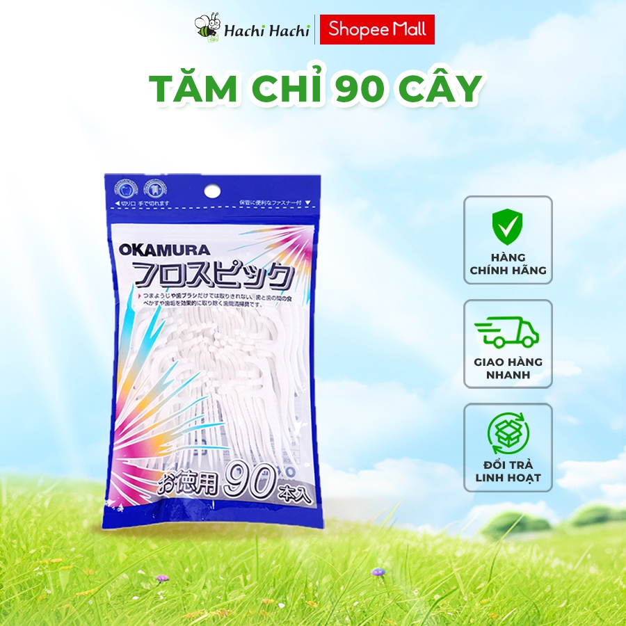 Tăm chỉ nha khoa Okamura 90 cây - Hachi Hachi Japan Shop