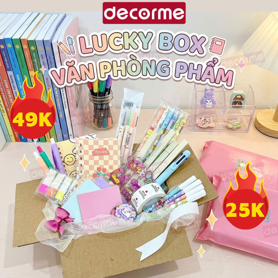 LUCKY BOX VĂN PHÒNG PHẨM Hộp Quà LuckyBox - Túi mù test nhân phẩm đồ dùng học tập DecorMe