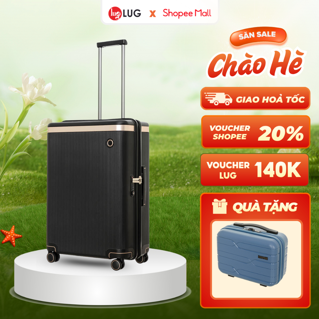 [VALI CAO CẤP] Vali Du Lịch LUG Echolac PC142A Size 20/24/28 Nhựa PC Chịu Lực Va Đập Tốt, Khóa TSA A