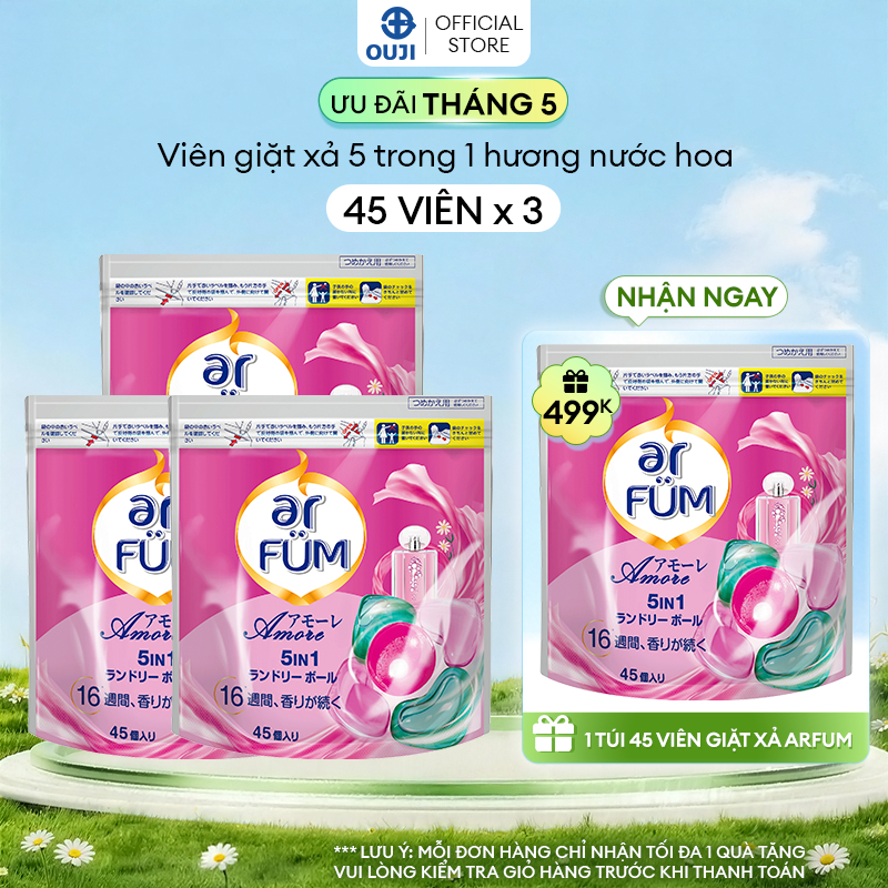 [MUA 3 TẠNG 5] Combo 3 Túi Viên giặt Quần áo arFUM 5 trong 1 tinh dầu nước hoa, khử khuẩn 99% (túi 4