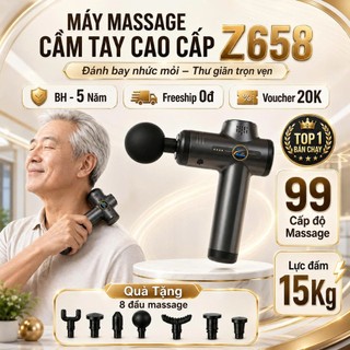Máy Massage Cầm Tay Chính Hãng Zlife Z658, 99 Cấp Độ, 8 Đầu Massage Chuyên Sâu, Pin Trâu 2500 mAh