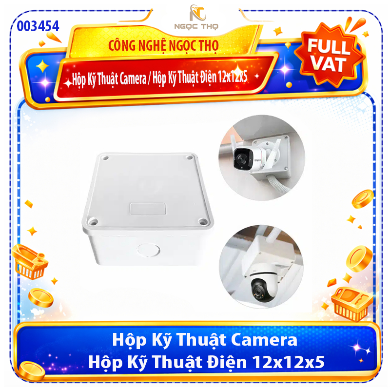 Hộp Kỹ Thuật Camera / Hộp Kỹ Thuật Điện 12 x 12 x 5cm – Hộp Box Bảo Vệ Nguồn Ngoài Trời – Nhựa ABS C