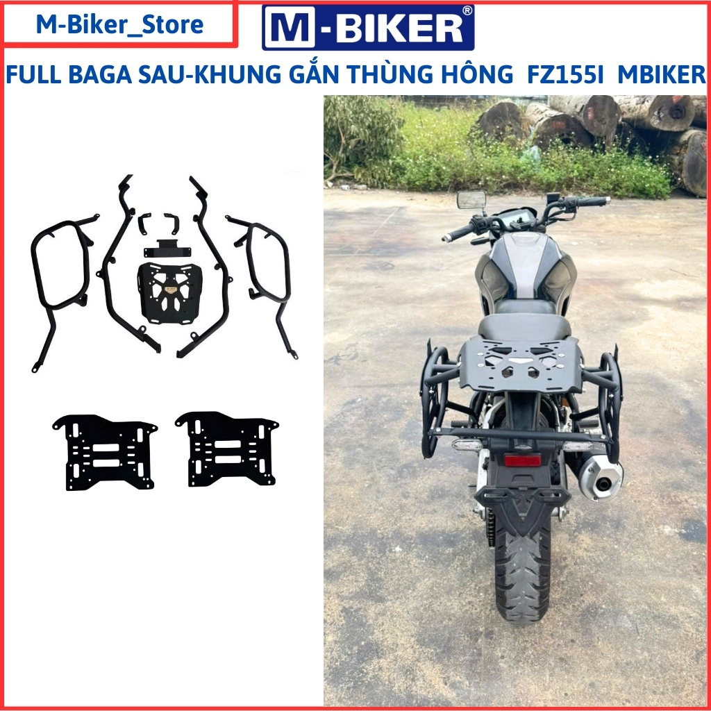Baga FZ155, Baga sau FZ155, Baga hông FZ155, Baga gắn 3 thùng cho Yamaha FZ155i_ M-Biker