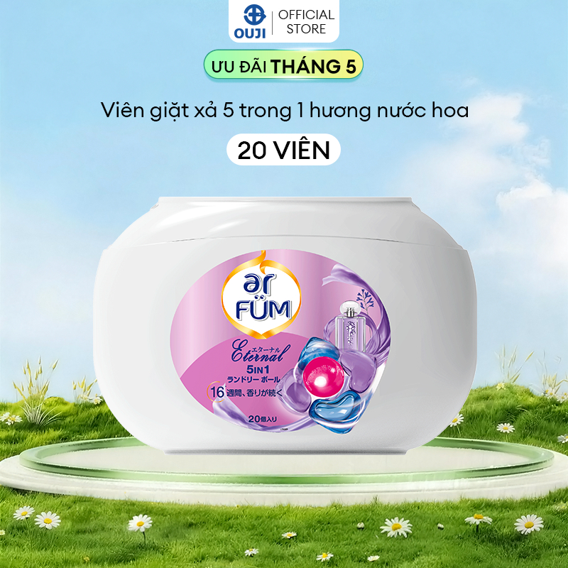 Viên giặt xả arFUM 5 trong 1 MỚI lưu hương lâu 16 tuần, khử khuẩn 99% - (20 viên/ hộp)