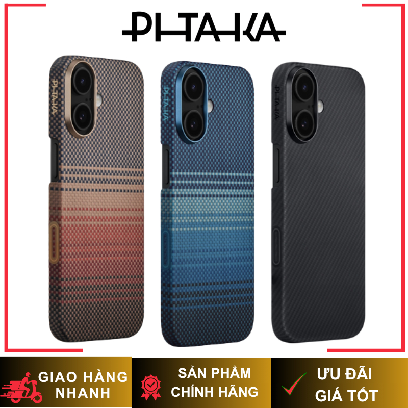 Ốp PITAKA UltraSlim Sunset| Moonrise| Black Hở Viền Có Nút Control – Siêu Phẩm Từ Sợi Aramid cho iP 