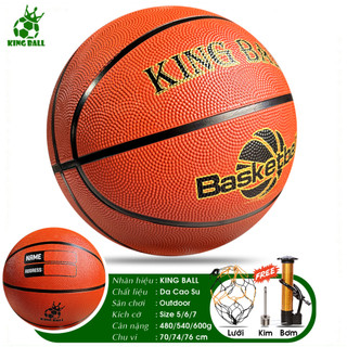 Banh Bóng Rổ Chính Hãng King Ball Da Cao Su Số 5 6 7 Bóng Rổ Trẻ Em Giá Rẻ Nam Nữ Chơi Sân Bê Tông