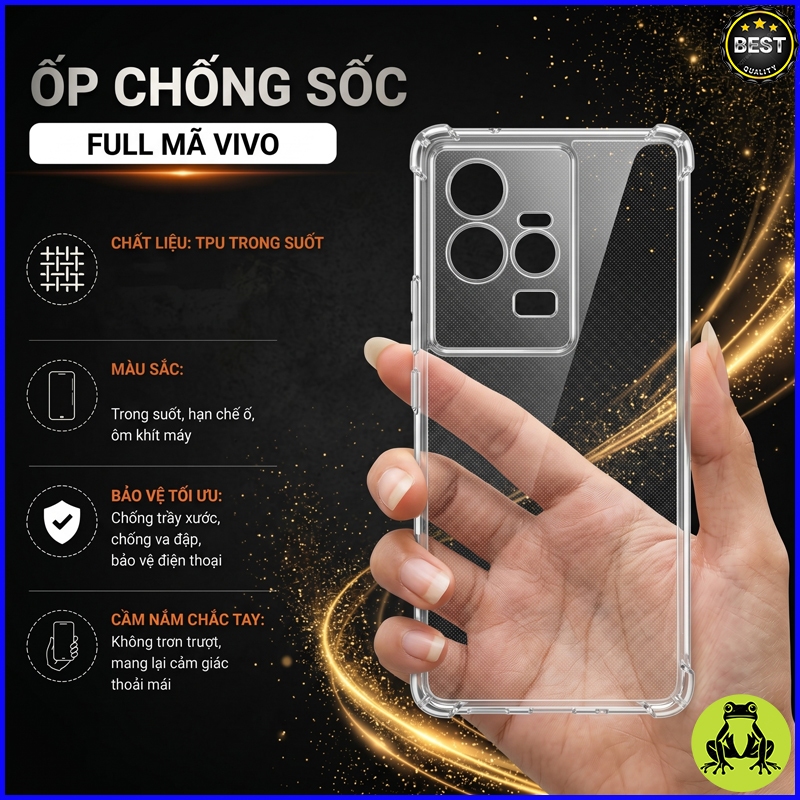 Ốp lưng chống sốc Vivo iQoo Z9X-5G/ Z9-5G/ Z9 Turbo/ iQoo 9/  iQoo 9 Pro ... hạn chế ố, dẻo G 4 góc
