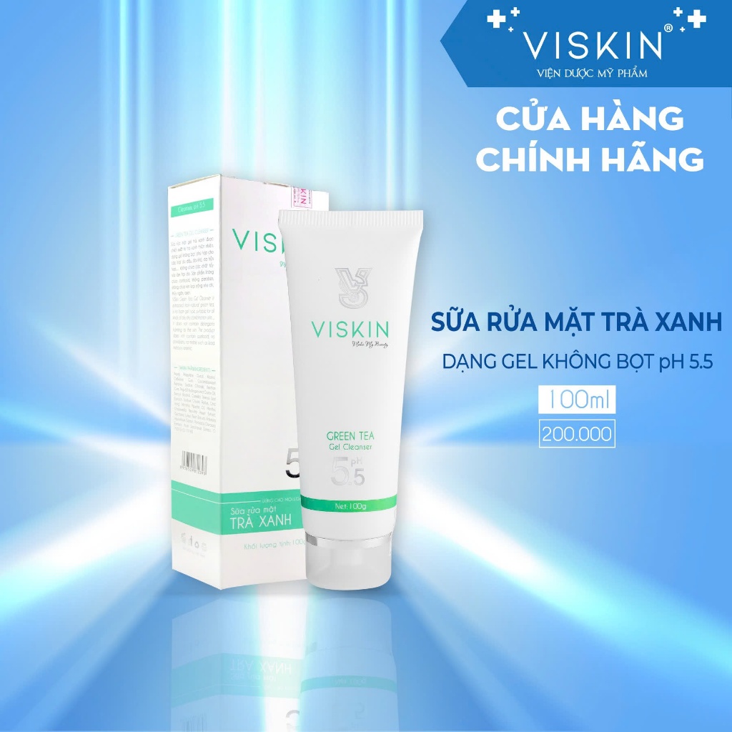 Sữa rửa mặt VISKIN trà xanh không bọt pH 5.5 - 100g [CHÍNH HÃNG]