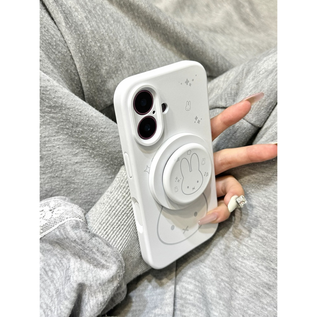 Case Miffy trắng sữa MagSafe cute dành cho iPhone (Đã gồm magsafe miffy)