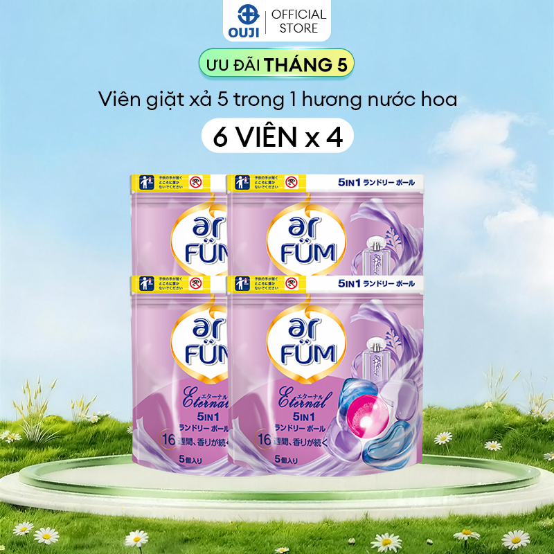 Combo 4 Túi Viên giặt xả arFum 5 trong 1 MỚI lưu hương lâu 16 tuần - 6 Viên/ Túi