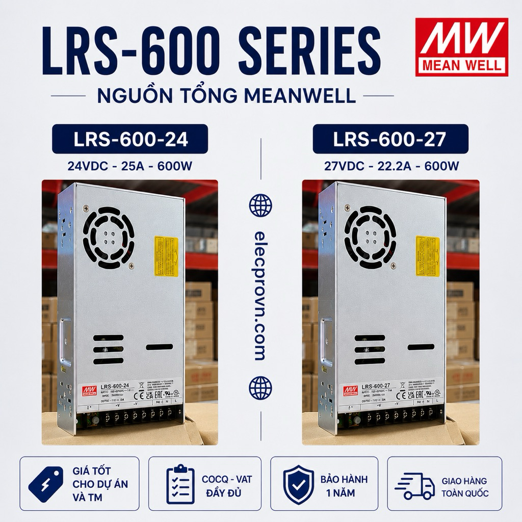 (CoCq-Vat) Nguồn Meanwell LRS-600-24, LRS-600-27