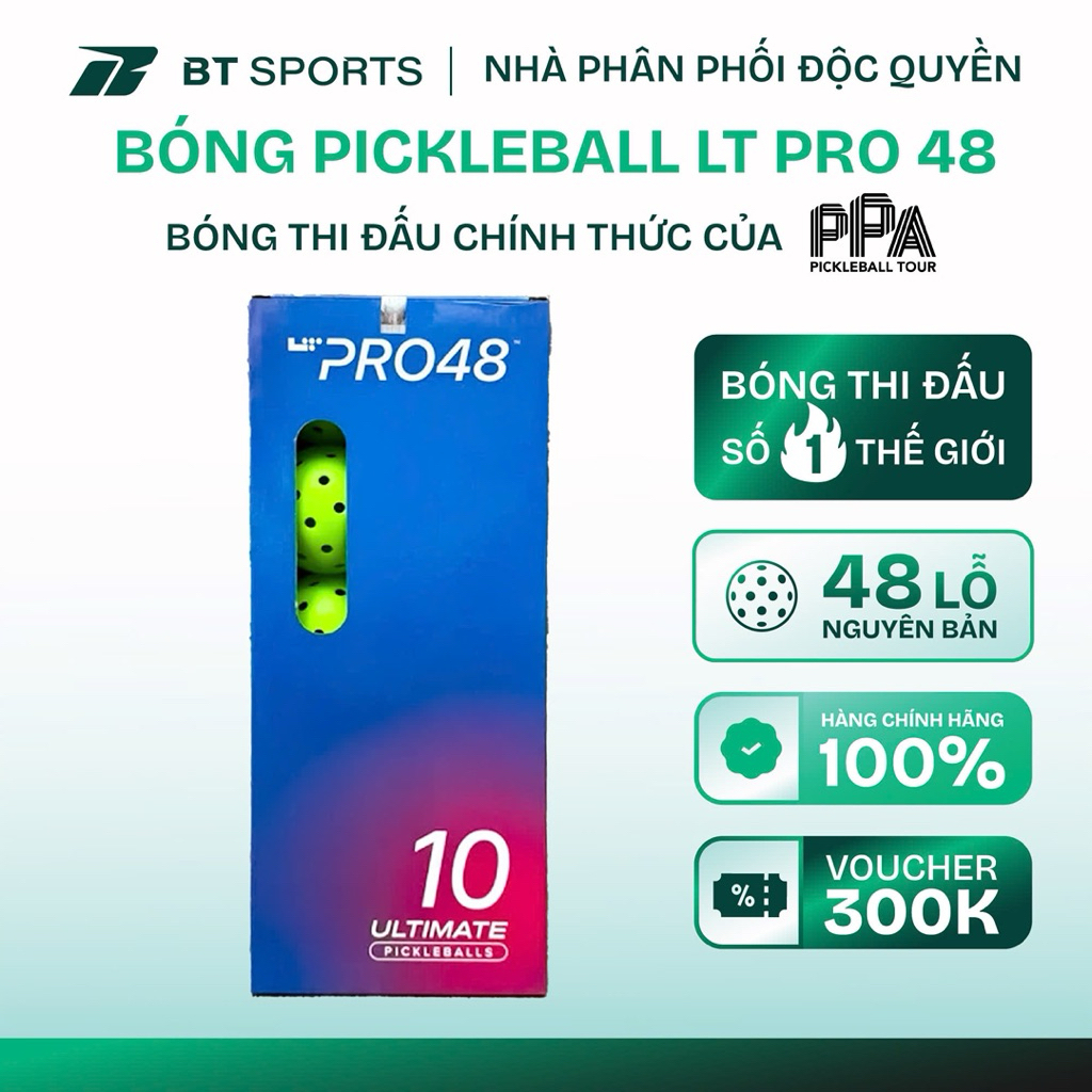 HỘP 10 Bóng Pickleball LT PRO 48 lỗ chính hãng, chuẩn thi đấu PPA TOUR