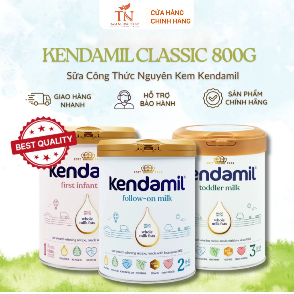 Sữa Kendamil Classic Nguyên Kem Số 1, 2, 3 Hỗ Trợ Tiêu Hóa & Phát Triển Não Bộ