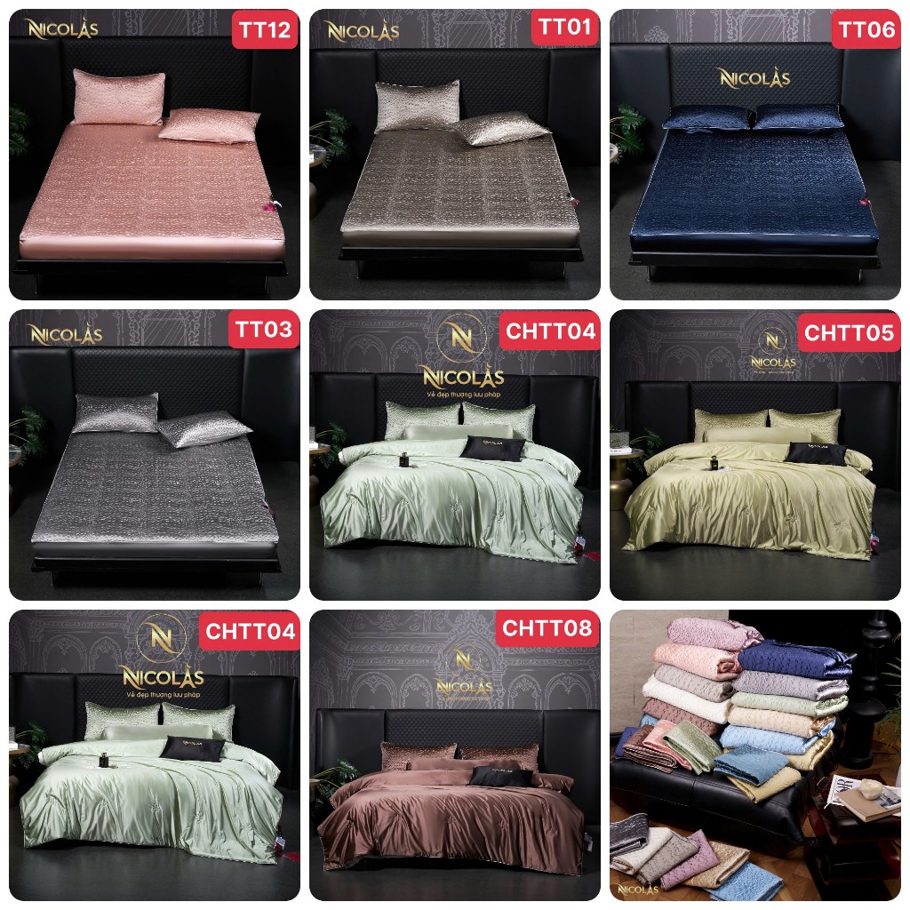 Bộ chăn ga gối lụa băng lạnh tơ tằm nicolas phiên bản vip