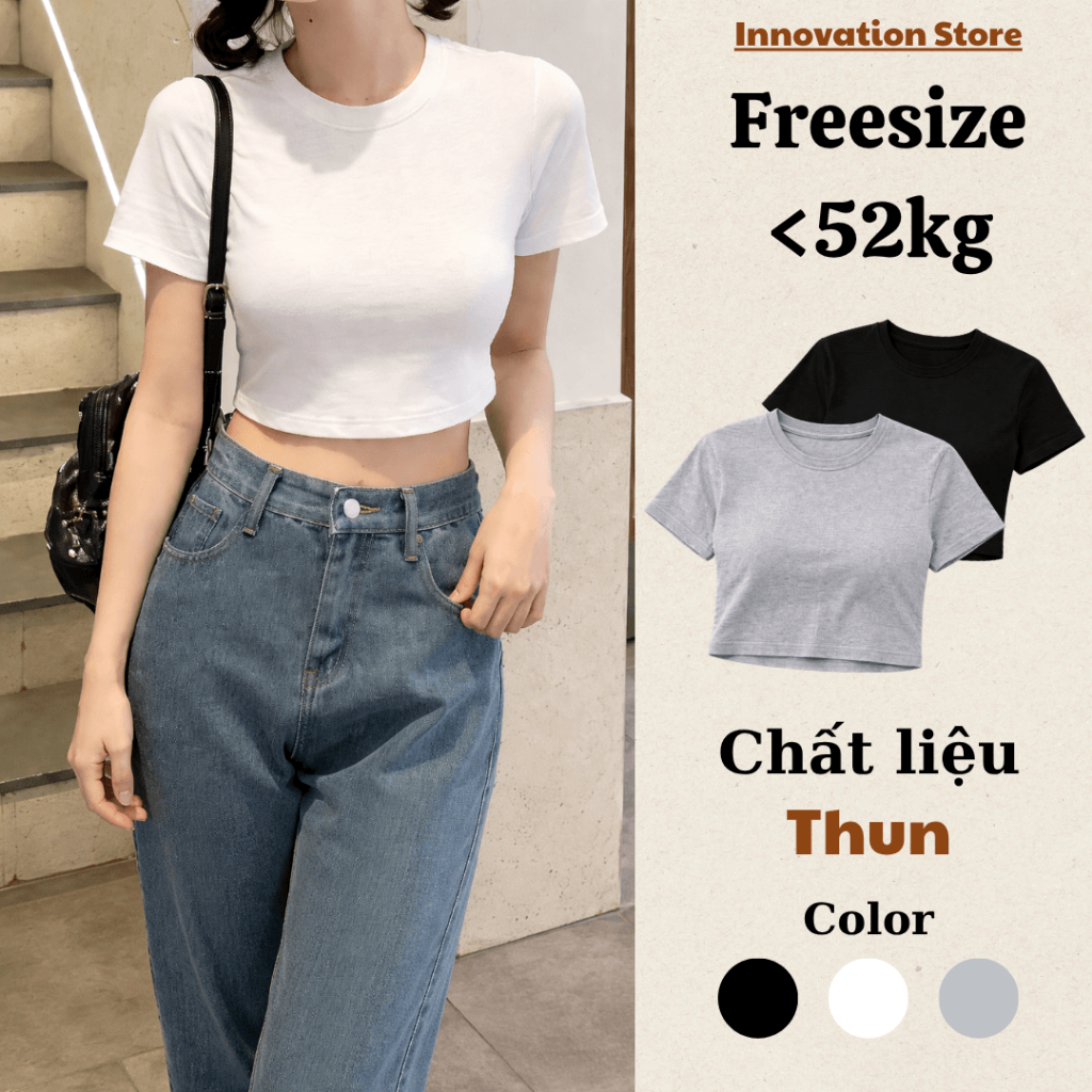 Áo thun form babytee trơn dáng croptop basic TA-2222