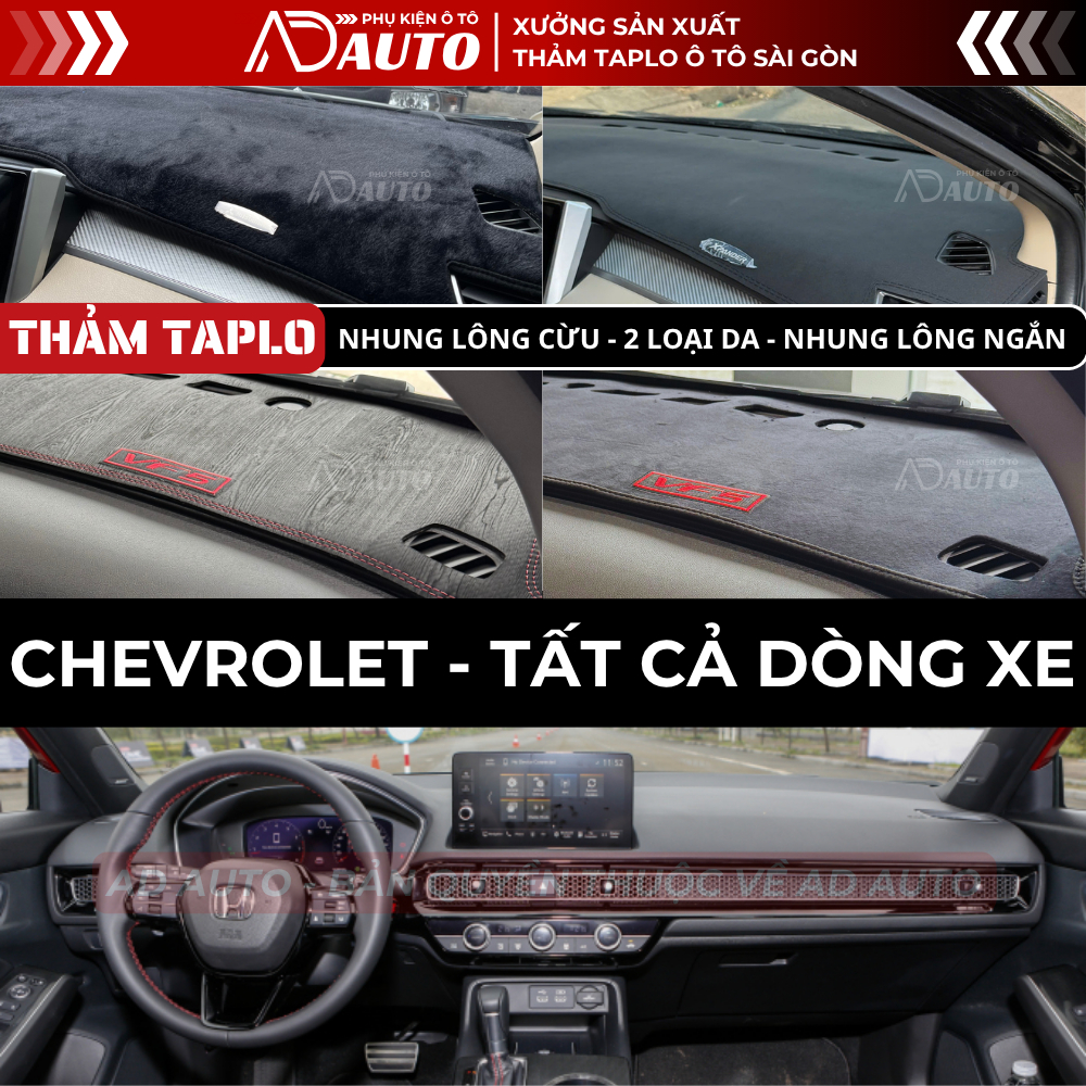 Thảm Taplo CHEVROLET CAPTIVA, CRUZE, ORLANDO, SPARK, COLORADO, TRAILBLAZER, TRAX Chất Liệu Da Và Nhu