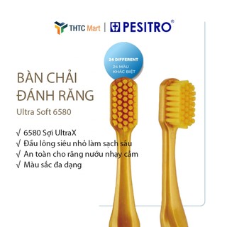 [Được chọn màu] Bàn chải đánh răng Pesitro Ultra Soft 6580 sợi mảnh làm sạch sâu loại bỏ mảng bám