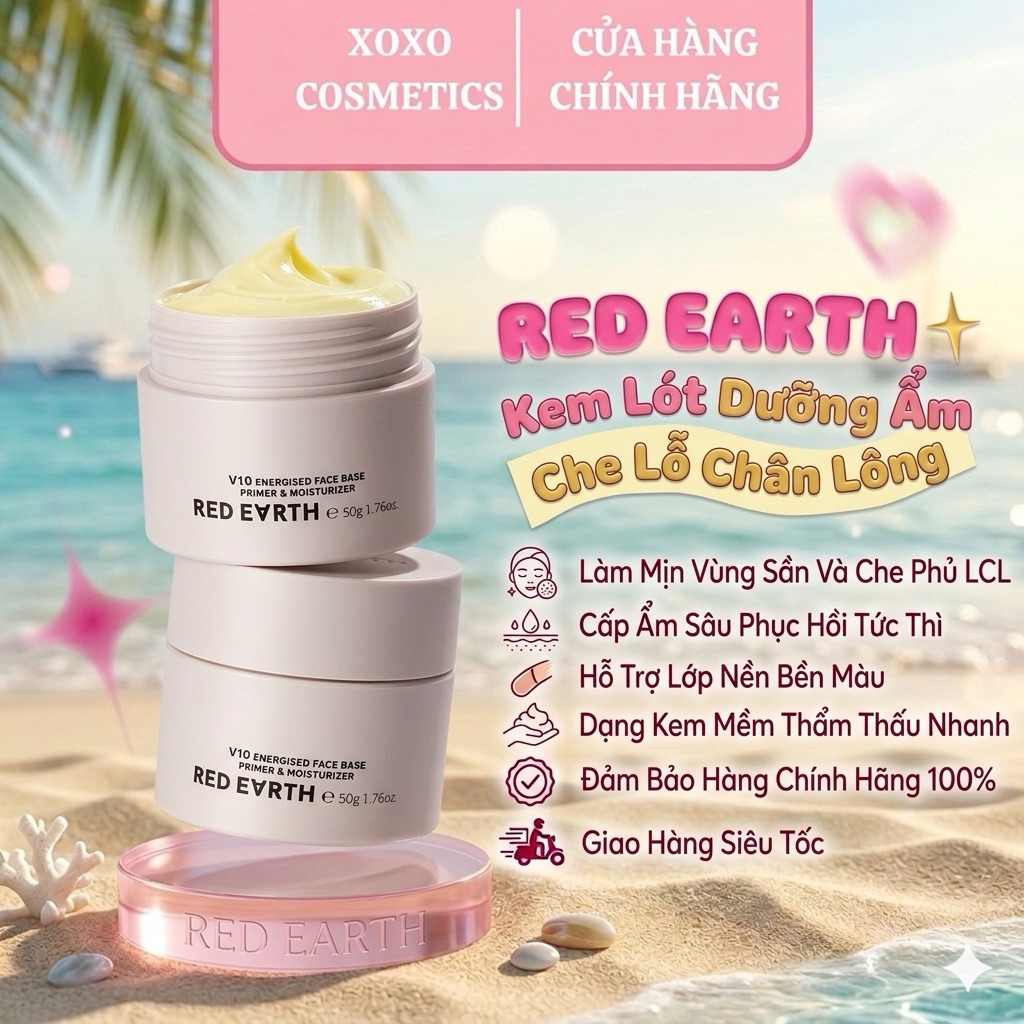 [RED EARTH] - Kem Lót RED EARTH Dưỡng Ẩm Da Mặt RED EARTH V10 Che Lỗ Chân Lông Và Dưỡng Ẩm Cao Cấp