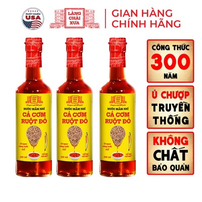 [KF Combo 3 chai] Nước mắm nhỉ truyền thống cá cơm ruột đỏ Làng Chài Xưa chai thuỷ tinh 500ml